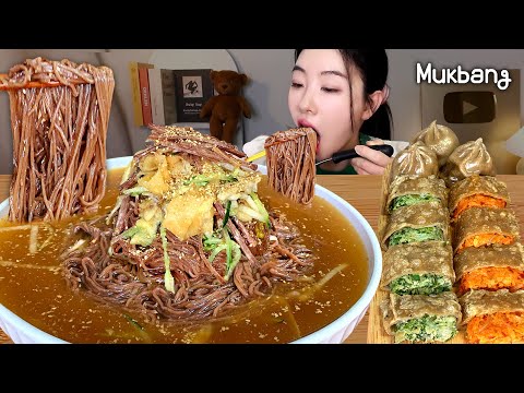 여름맞이!!🌞줄서서 먹는다는 시원한~ 메밀소바에 메밀전병+메밀만두 까지 !!(다 먹고나니까 추웠어요❄️...오들오들)