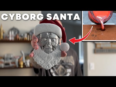 Casting Silver Cyborg Santa! - Melting Metal INTO Christmas Sci-Fi Art