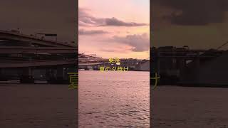 レインボーブリッジが見える東京の夕焼け。