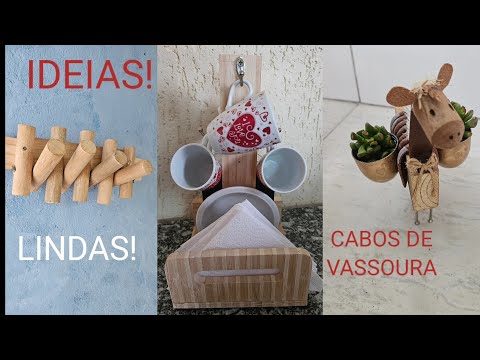 Como Decorar c/ Artesanatos da Reciclagem de Cabos de Vassouras | 4 Top Ideias Construir e Reformar