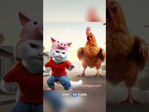 Kucing melawan ayam raksasa 🔥😸 #kucing #kucinglucu #shorts #catlover #videolucu #labubu #gummy #lucu