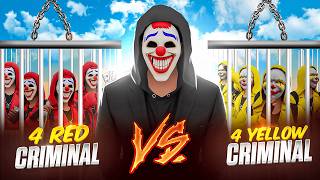DecoR Bhai Vs Monty Bhai 😨 4 Red Criminal Vs 4 Yellow Criminal🔥 Garena FreeFire | DecoR Bhai