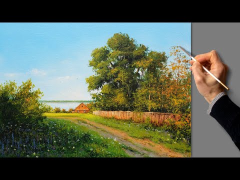 👍 Acrylic Painting - Autumn Morning / Easy Art / Drawing Tutorials / Landscape / Satisfying Relaxing