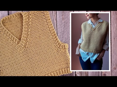 Chaleco con CUELLO EN V a crochet para mujer ¡Paso a paso!