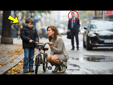 Она починила велосипед плачущему мальчику, не зная, что за ней наблюдает его отец!