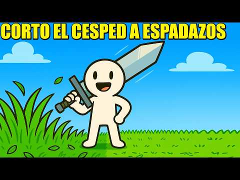 CORTO EL CESPED CON UNA ESPADA