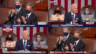 President Bidens Address to Congress - Quad Box - NBC, MSNBC, Fox and CBS 04.28.2021