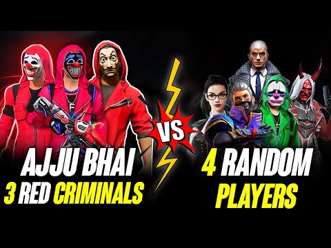 AJJUBHAI RED CRIMINAL SQUAD VS RANDOM PRO PLAYERS OP GAMEPLAY - FREE FIRE HIGHLIGHTS