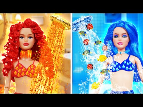 Fire VS Water Doll Makeover! Cool Doll’s Gadgets For Doll Makeover by 123 GO! HACKS