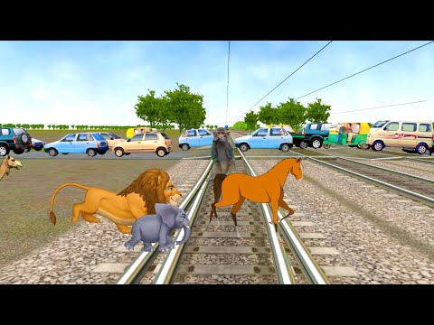 Lion Attack Horse On Railway track | Monkey Stop Train | Funny vfx Video