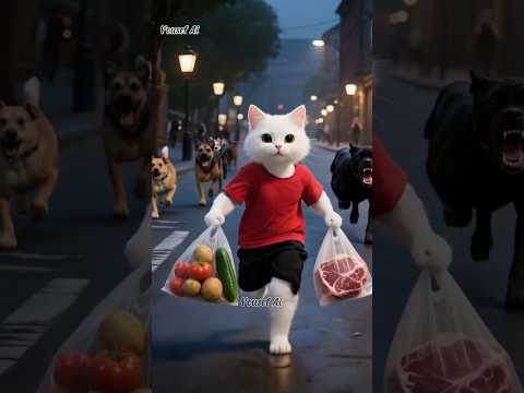 الكلاب جريت ورا قطقوط  #cat#ai #shorts #kitten #viral