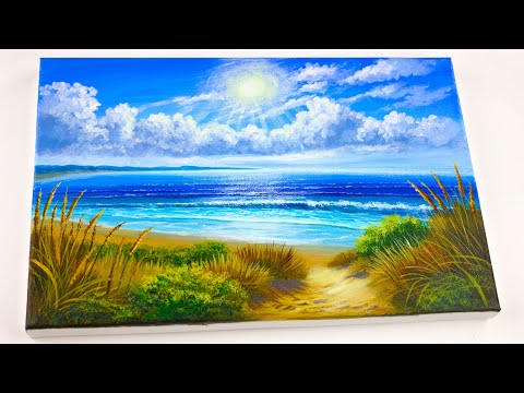 How to Paint a Realistic Ocean Seascape in Acrylics |  Acrylic Painting