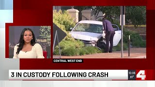 Car crashes after occupants drop off shooting victim at hospital; 3 in custody