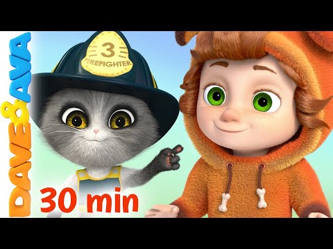 🚒 Five Little Firemen, Farm Animals Song & More Nursery Rhymes | Baby Songs | Dave and Ava 🚒