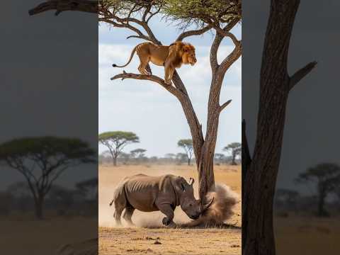 사자 VS 코뿔소 맞짱 #fight #elephant #animation #animals #wildlife #rhinocero#lions #leopard