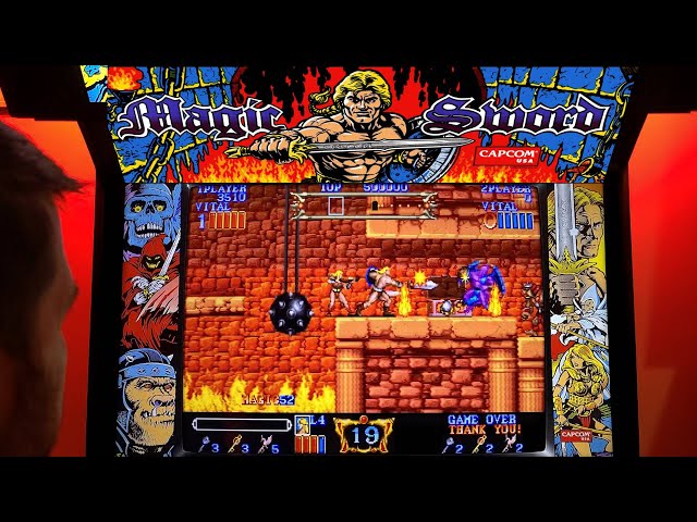 Magic Sword Arcade Cabinet MAME Playthrough w/ Hypermarquee