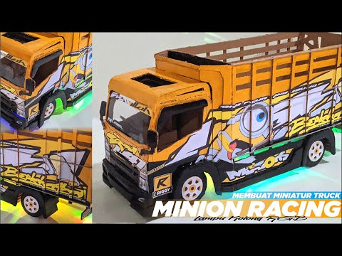 MEMBUAT TRUK GIGA MINION RACING DARI KARDUS + LAMPU KOLONG || HANDMADE