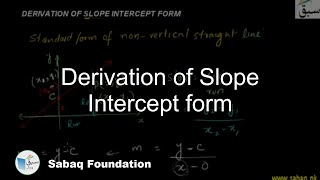 Derivation of Slope Intercept  form