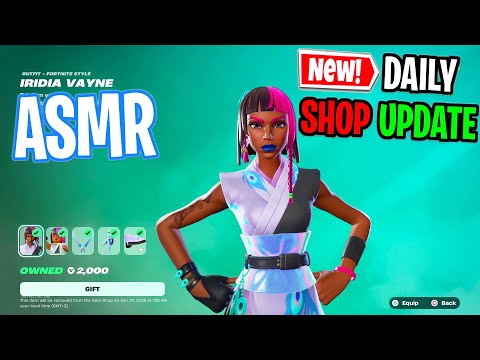 ASMR Fortnite Shop NEW Iridia Vayne Skin! Daily Update Today 🎮🎧 Whispering 😴💤