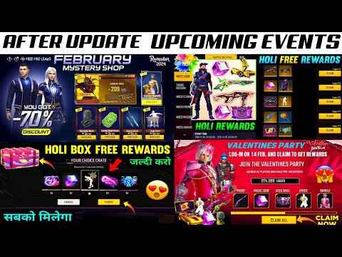 Valentine day event,Holi event free Rewards, Ramadan event Rewards🤯ll ff new event today ll#frrefire