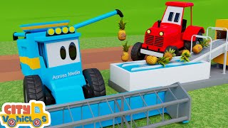 Construction vehicles rescue fork truck-dump truck, bulldozer and excavator for kids.