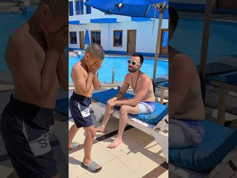لما الطفل يشغل دماغو عشان ينزل البسين 😂🌊