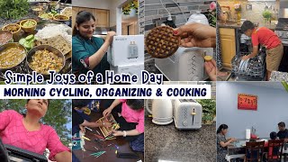 From Sunrise to Noon: Cycling, Breakfast & Lunch Thali, Organization & Kitchen Work Motivation, Vlog