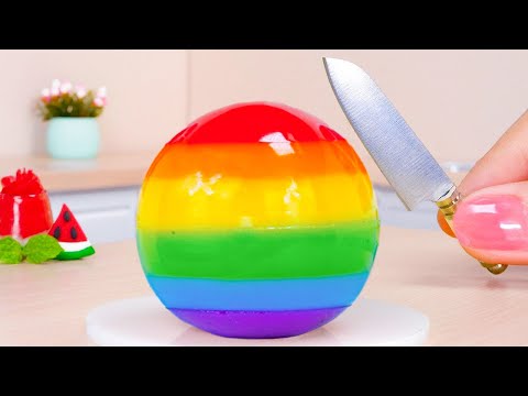 Sweet Mini Rainbow Jelly 🌈🍉 ミニチュアレインボーゼリー作り  満足できるミニレインボーゼリー