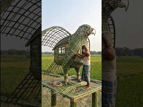 Old man builds eagle style bamboo amazing house 😱 | mini woods toys | hand crafted | woods crafting