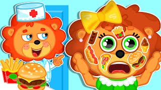 Pequeño Leon | Granos por comida chatarra | Dibujos animados | Video Para Niños