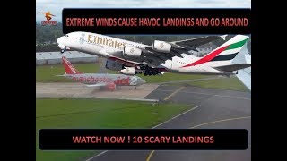 2019 EXTREME STORM SIDEWIND LANDINGS & BA GO AROUND @ MANCHESTER AIRPORT