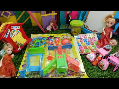 மகிழ்ச்சியான நேரம் பகுதி 775anu playing teacher game park set unboxing mini green food malar mini