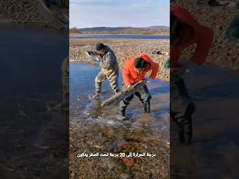 صيد الأسماك في المياه المتجمدة 😱