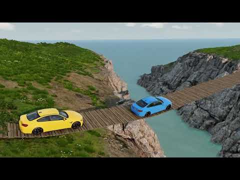 Cars vs Suspension bridge in Beamng Drive