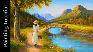 How to Paint a Landscape in Acrylics | Easy Step-by-Step Tutorial on Canvas