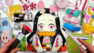 ☁️Paper diy☁️ Demon slayer Nezuko Blind bag - Skincare & Makeup & Outfit & Nail Challenge + Tutorial