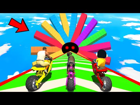 SHINCHAN AND FRANKLIN TRIED THE IMPOSSIBLE STAR SPEED BOOSTER RAMP PARKOUR CHALLENGE GTA 5