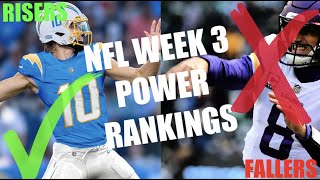 WEEK 3 NFL POWER RANKING... BIG MOVERS AND LOSERS