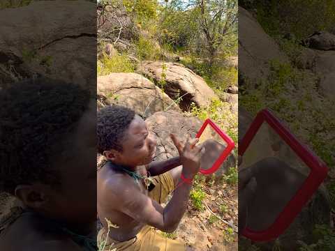 Chaba talking to chaba in mirror 🪞 #hadzabetribe #hadza #wildlife #africa #mirror #adventure #funny