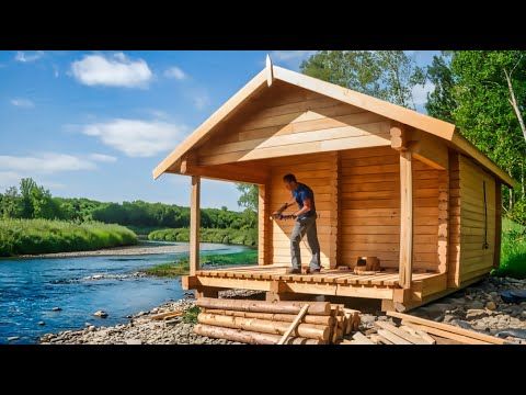 Man Alone Builds Stunning River Cabin in 1.5 YEARS - (by @DmitryLukinDIY)