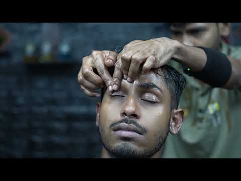 Indian Barber Traditional Forehead Tapping ASMR Massage | Head Scratching With Oil | Neck Cracking