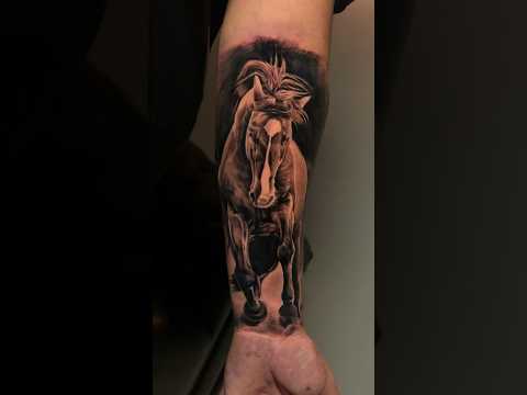 “ASSISTA ATÉ O FINAL” Cavalo/Horse: Passo a passo desse processo de tatuagem. #asmr #tattoo