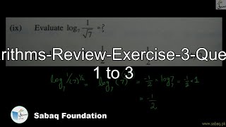 Logarithms-Review-Exercise-3-Question 1 to 3
