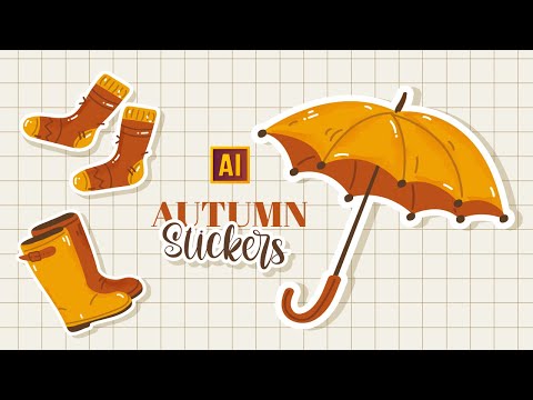 HOW TO DRAW AUTUMN WATERCOLOR STICKERS (umbrella, socks, boots) | TUTORIAL IN ADOBE ILLUSTRATOR