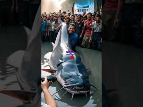 This fisherman caught a big catfish in the river