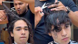 Cambio de look ASOMBROSO 😱 #tutorial #haircut #estilo #clientefeliz 