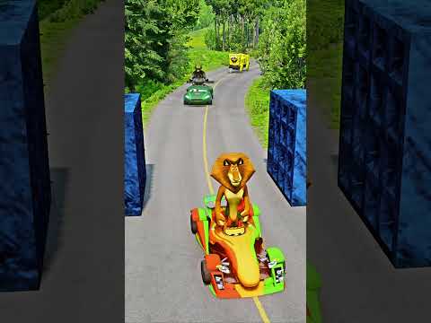 Weird Cars & Motorcycles Going to HUGE Bollard Spikec Crash in BeamNG.drive