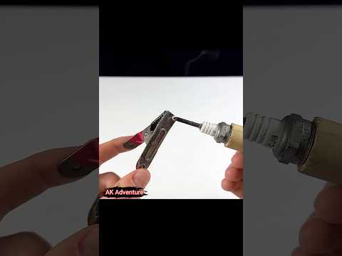 Make a welding machine from a bad spark plug at home 🤯 #shorts