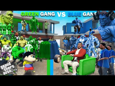 Shinchan Green Gang VS Franklin Blue Gang Challenge Hide And Kill In GTA 5