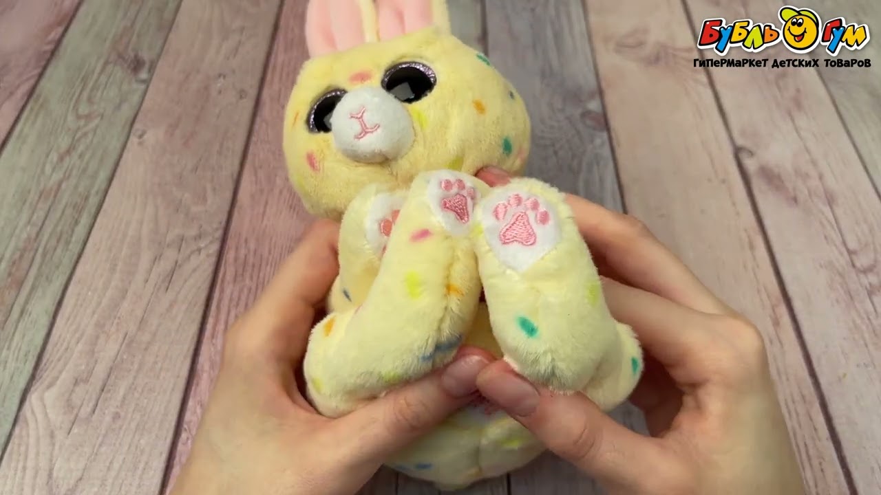 Игрушка мягкая кролик желтый Меринга - видео